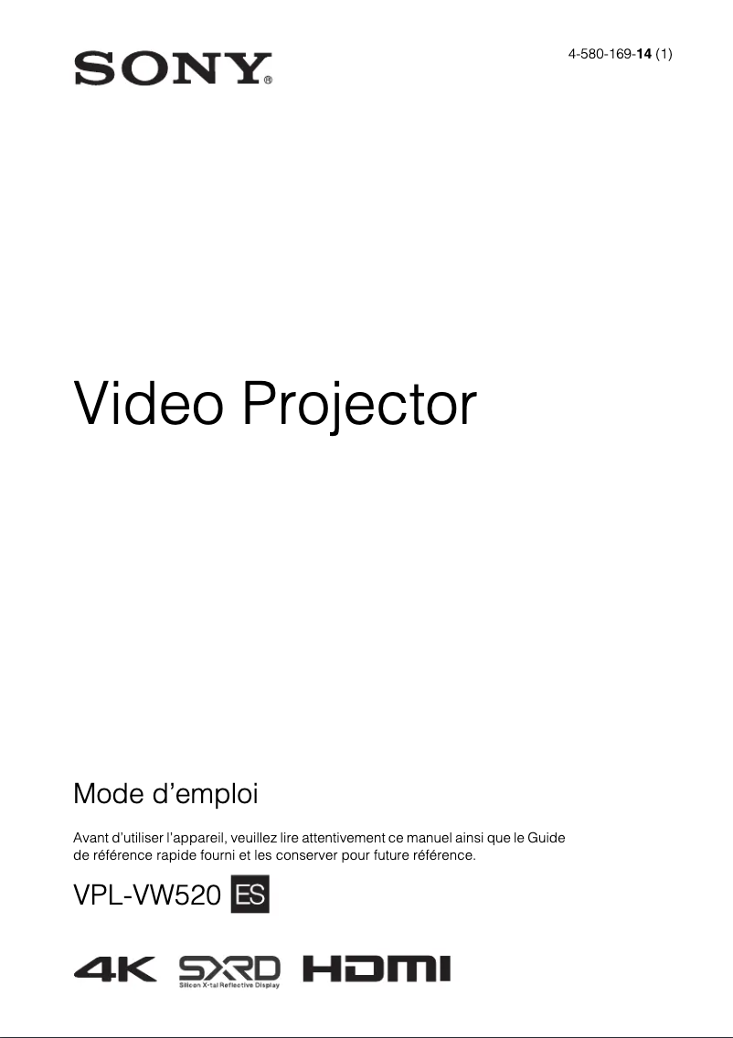 Imagen de la primera página del manual del dispositivo VPL-VW520