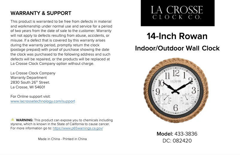 Página 1 del manual Manual de usuario La Crosse Technology 433-3836