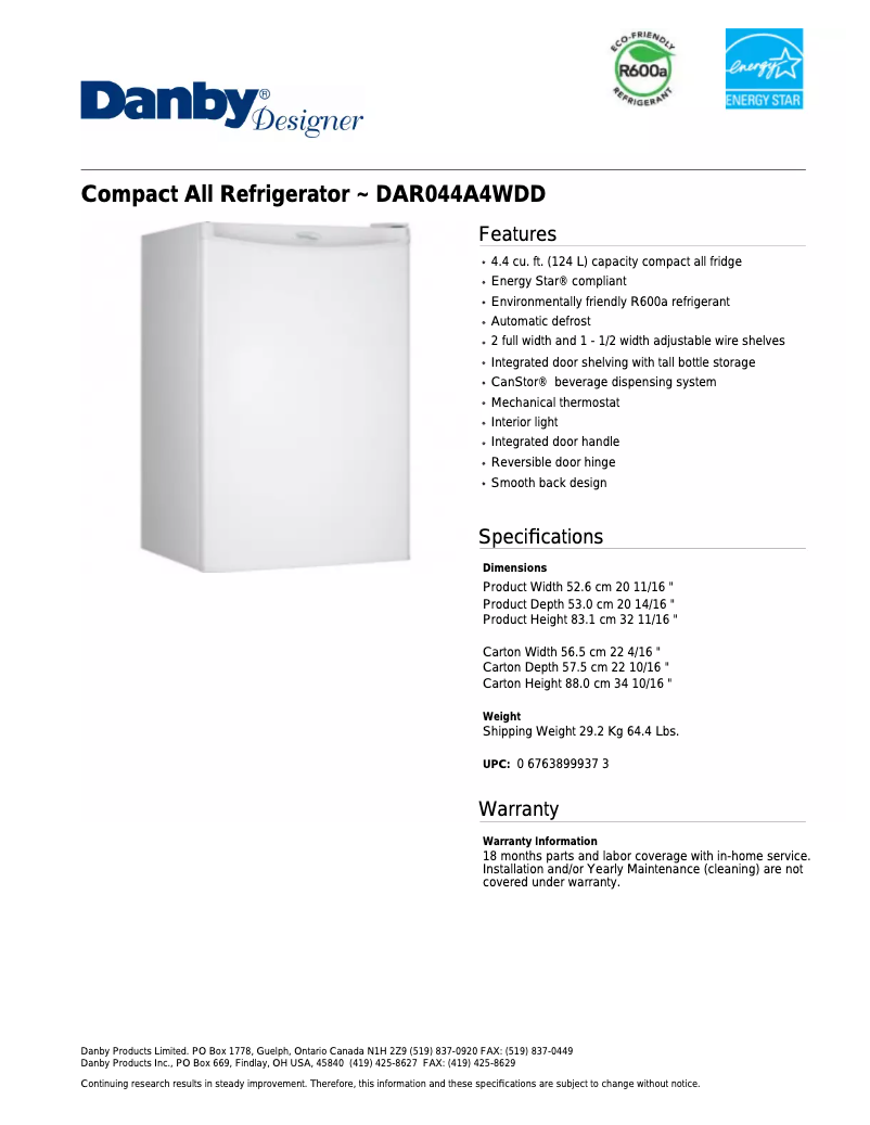 Imagen de la primera página del manual del dispositivo DAR044A4WDD