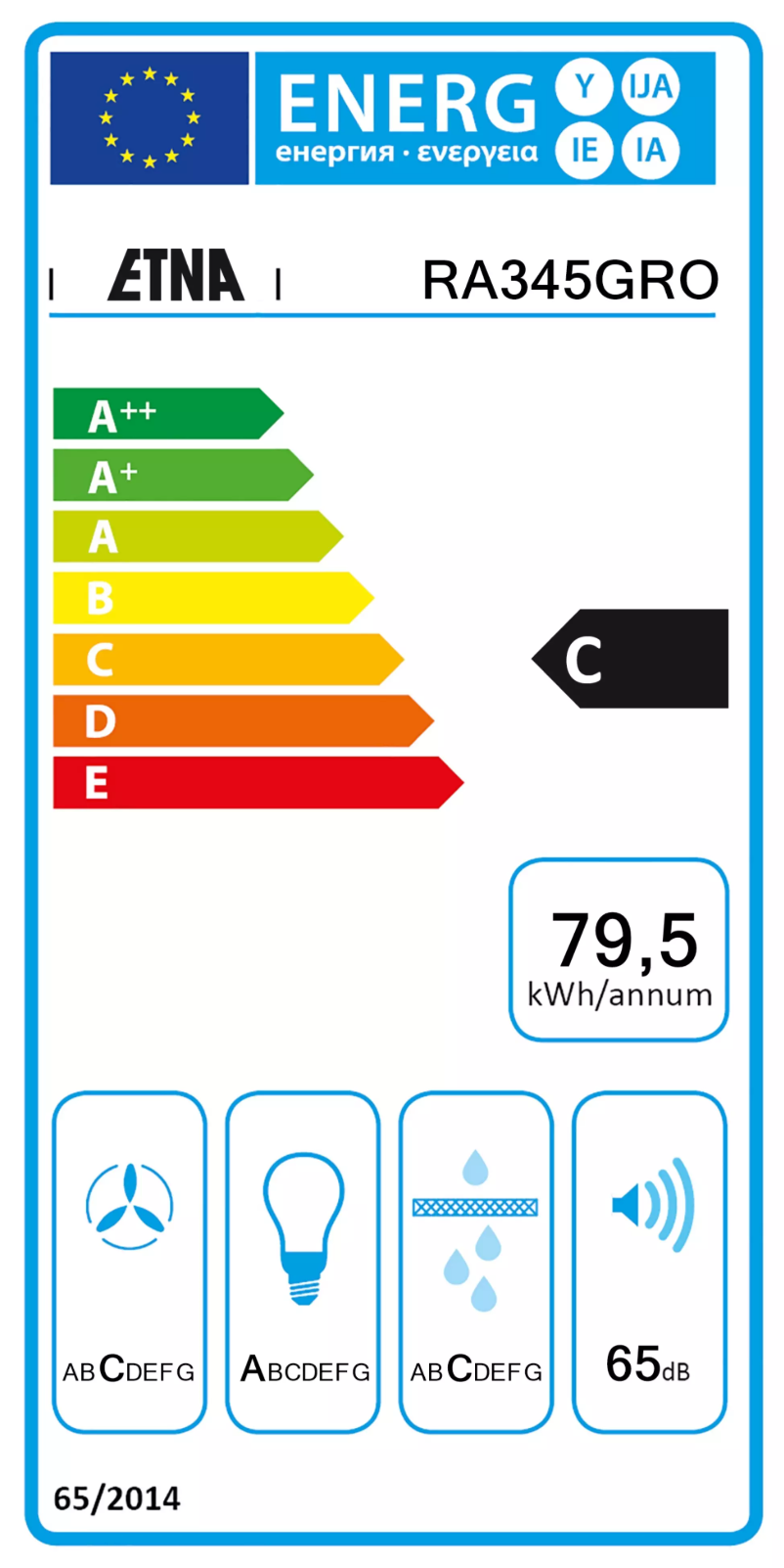 Página 1 del manual Etiqueta energética Etna RA345GRO