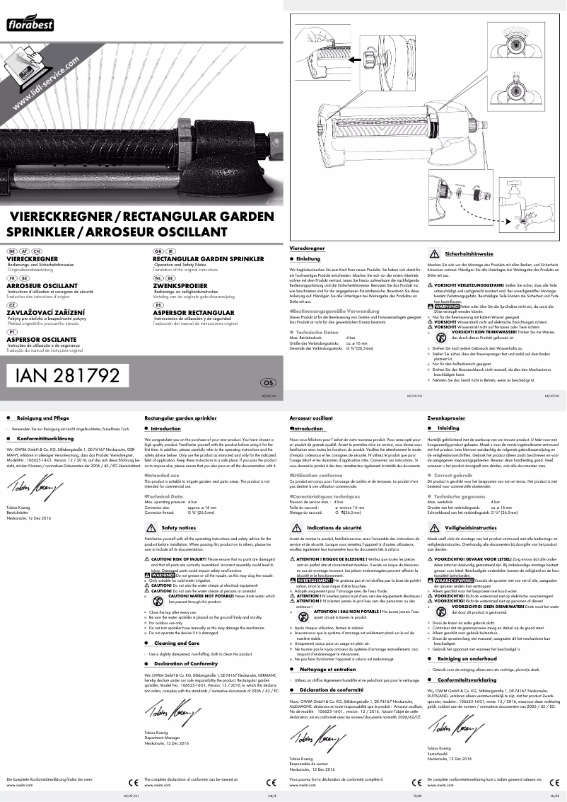 Imagen de la primera página del manual del dispositivo IAN 281792