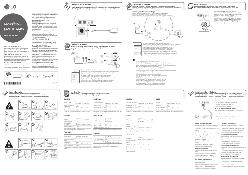 Imagen de la primera página del manual del dispositivo MR140