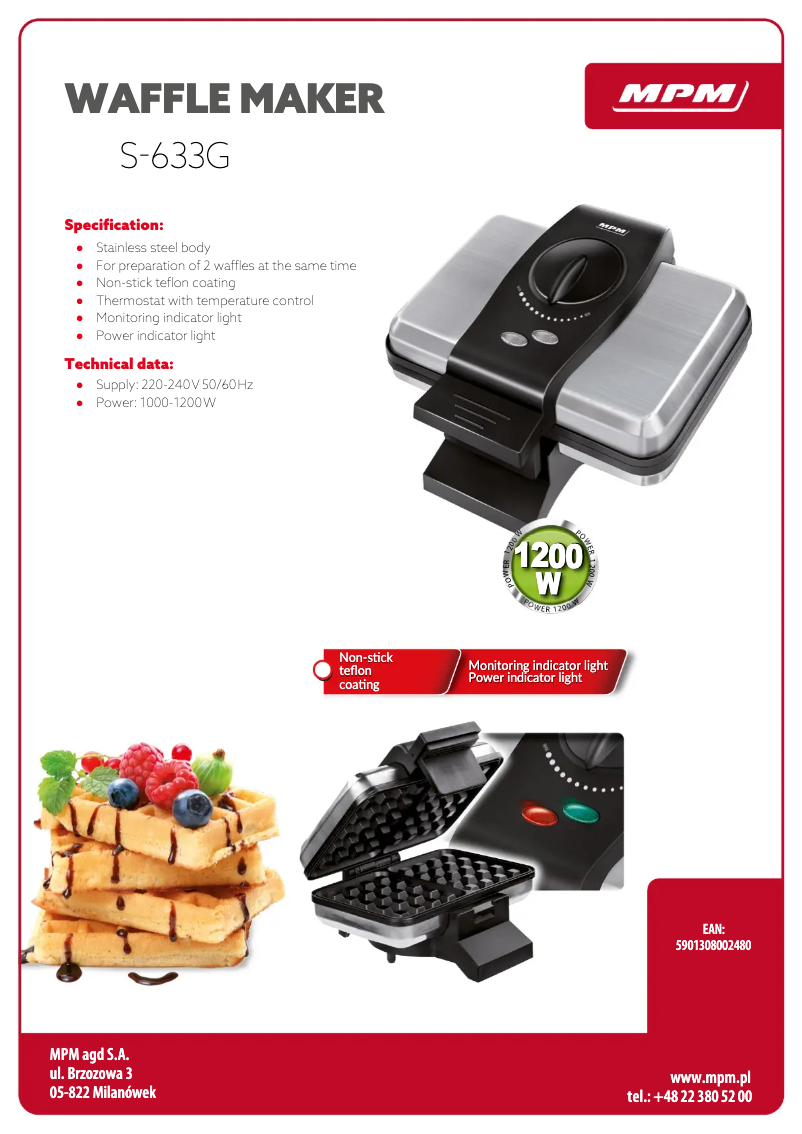 Página 1 del manual Ficha técnica MPM S-633G