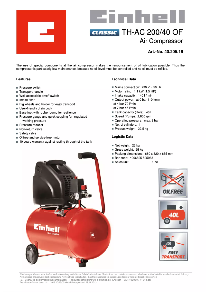 Imagen de la primera página del manual del dispositivo TH-AC 200/40 OF