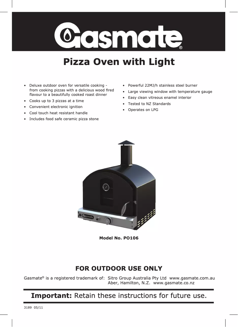 Página 1 del manual Manual de usuario Gasmate PO104