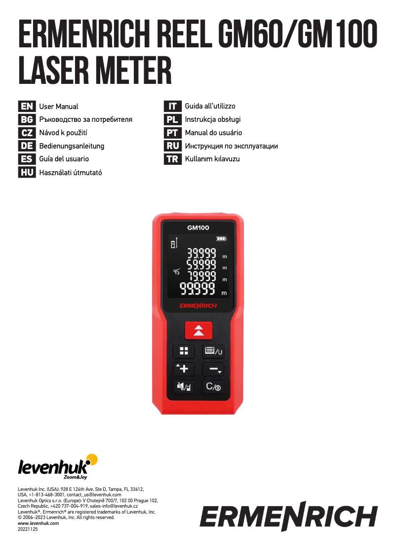 Imagen de la primera página del manual del dispositivo Reel GM100
