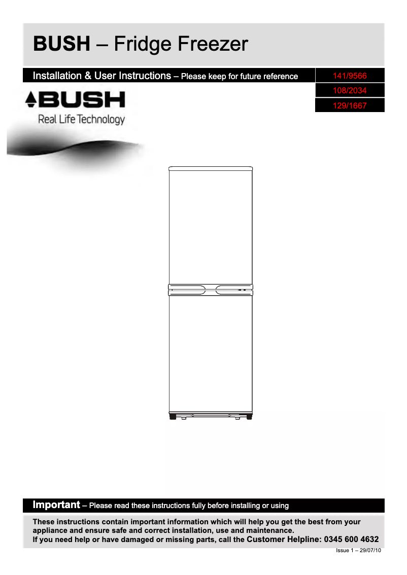 Página 1 del manual Manual de usuario Bush BFFF55152W