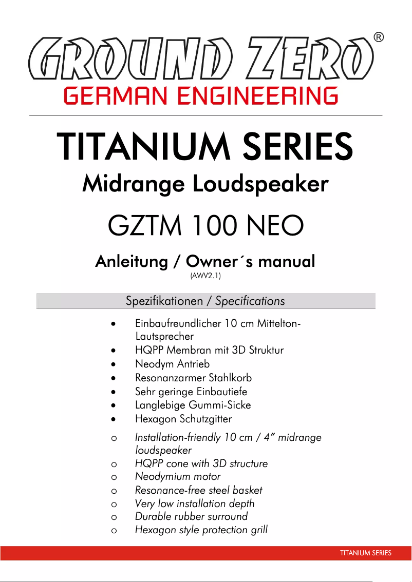 Imagen de la primera página del manual del dispositivo GZTM 100NEO