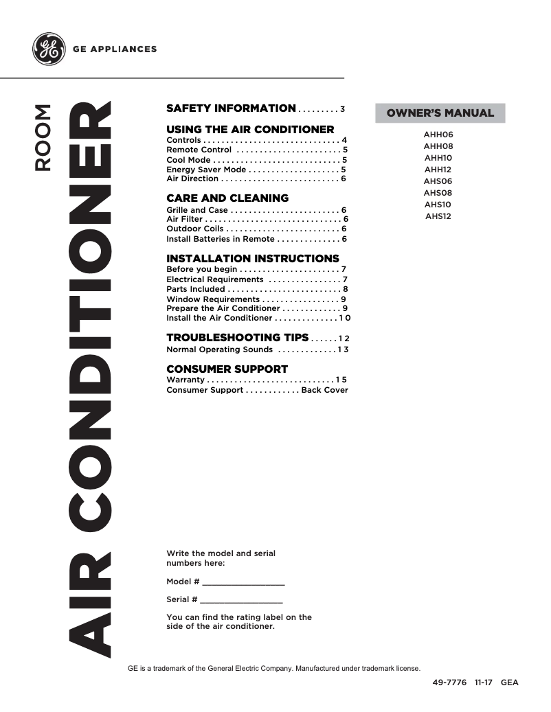 Imagen de la primera página del manual del dispositivo AHH06LW