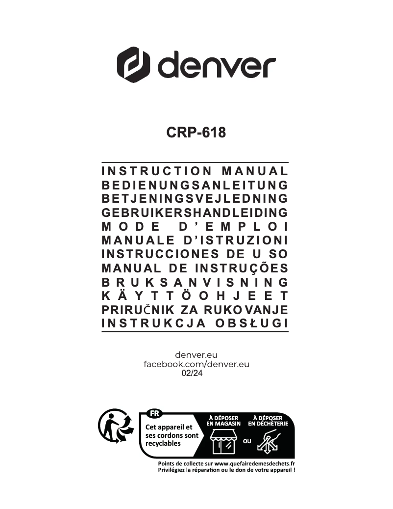 Página 1 del manual Manual de usuario Denver CRP-618