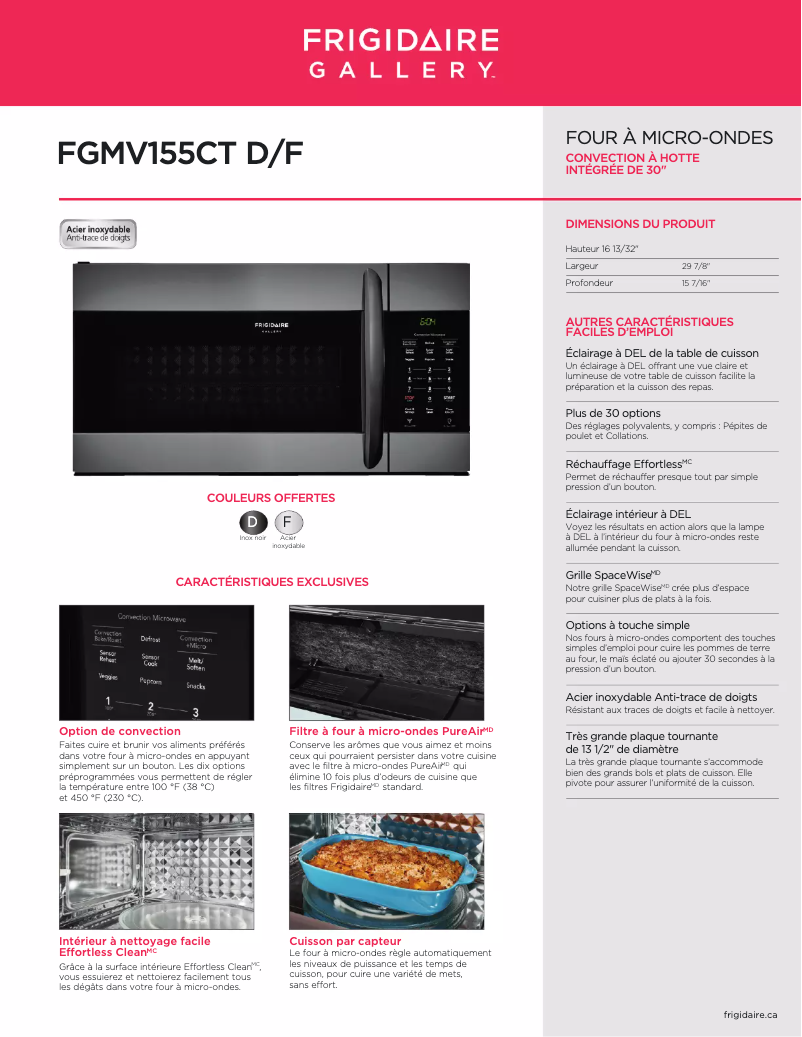 Página nº 1 - Ficha técnica Frigidaire FGMV155CTF