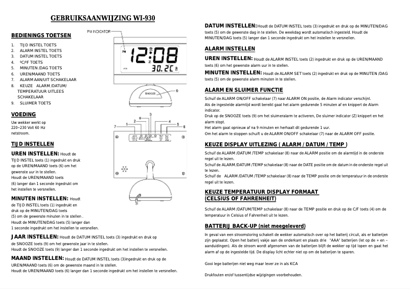 Imagen de la primera página del manual del dispositivo WI930