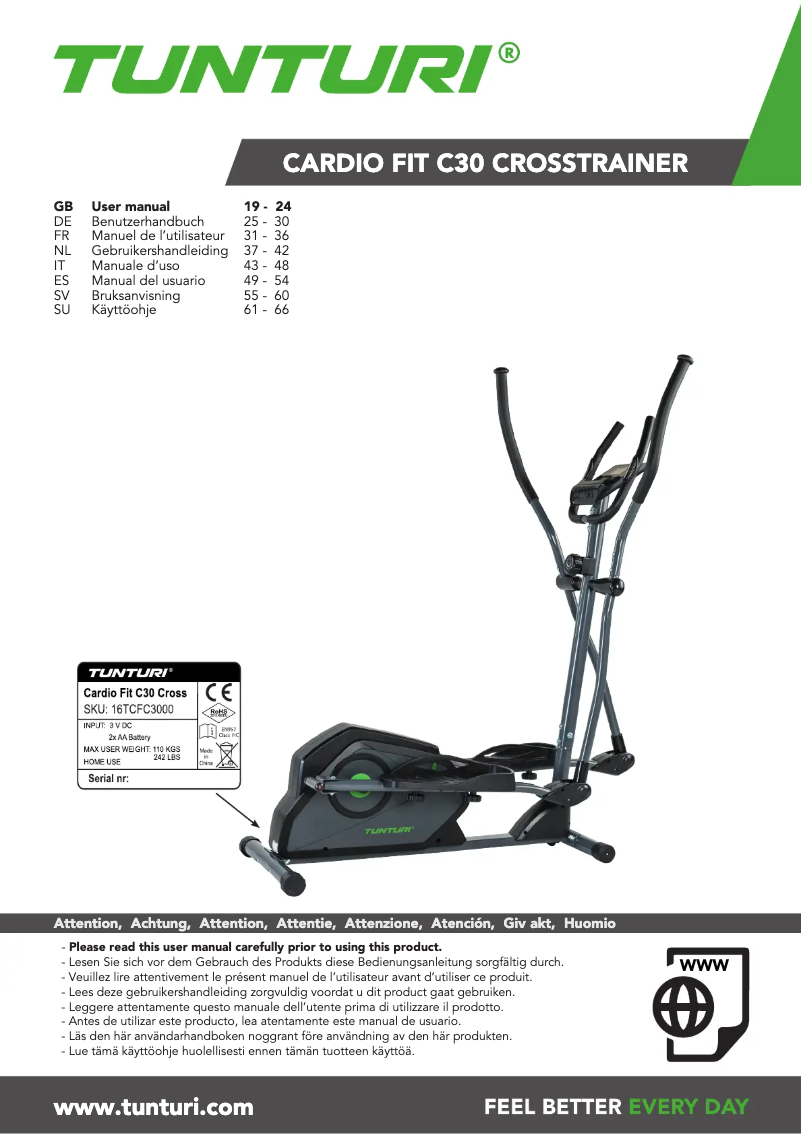 Imagen de la primera página del manual del dispositivo Cardio Fit C30