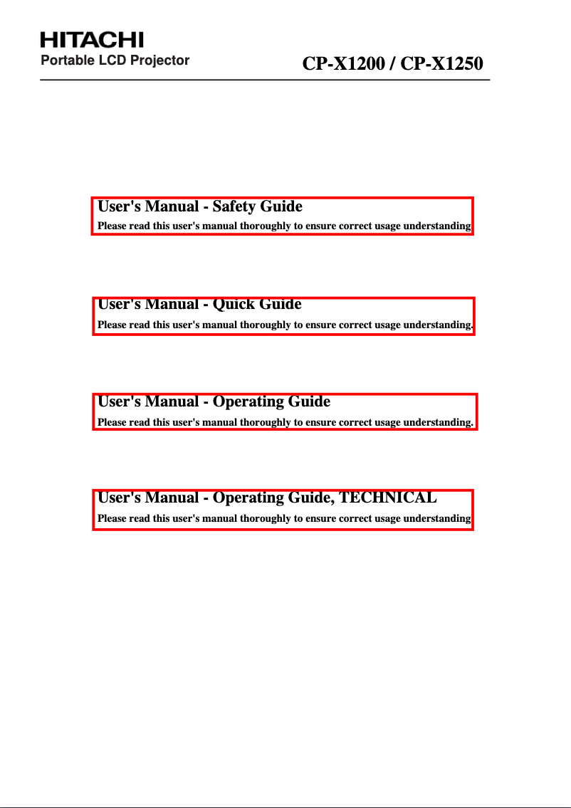 Imagen de la primera página del manual del dispositivo CP-X1200