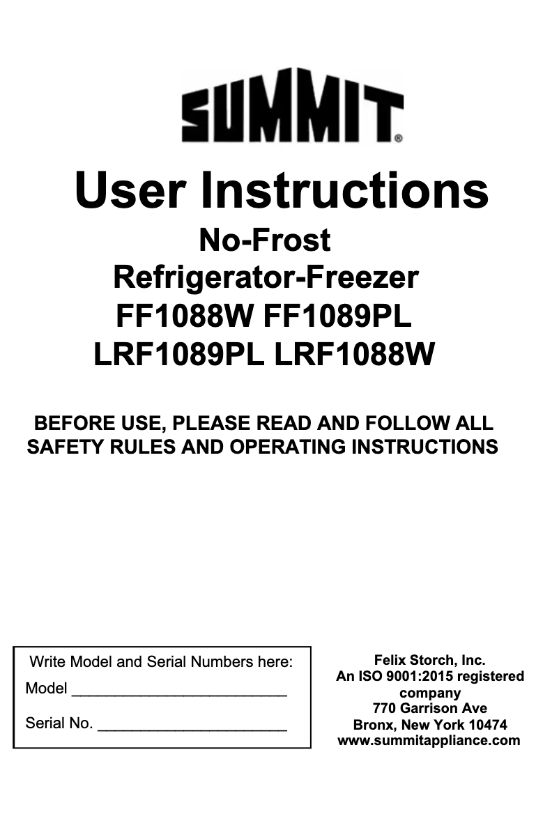 Imagen de la primera página del manual del dispositivo FF1088W