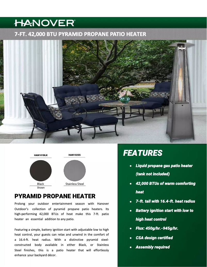 Página 1 del manual Ficha técnica Hanover HAN102SS