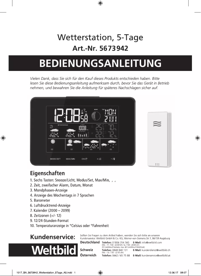 Página 1 del manual Manual de usuario Weltbild 56 73 942