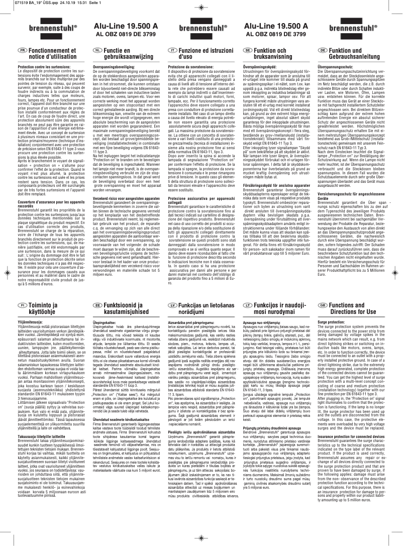 Página 1 del manual Manual de usuario Brennenstuhl Alu-Line 19.500 A