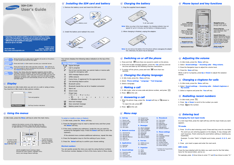 Página 1 del manual Manual de usuario Samsung SGH-C180