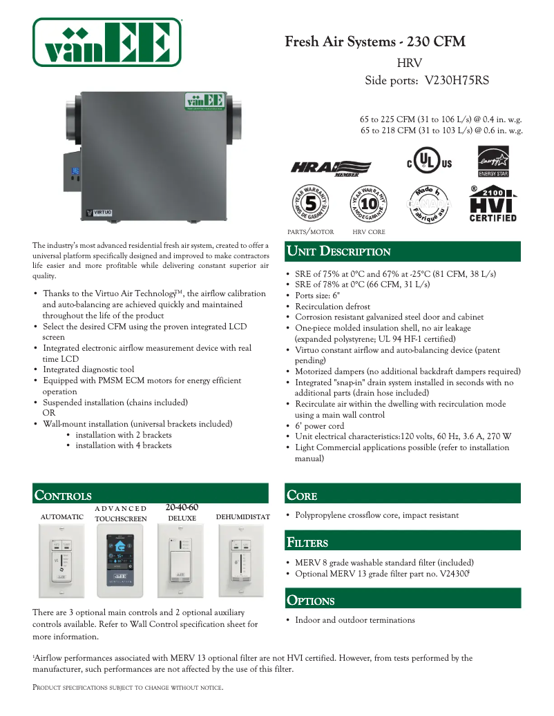 Imagen de la primera página del manual del dispositivo V230H75RS