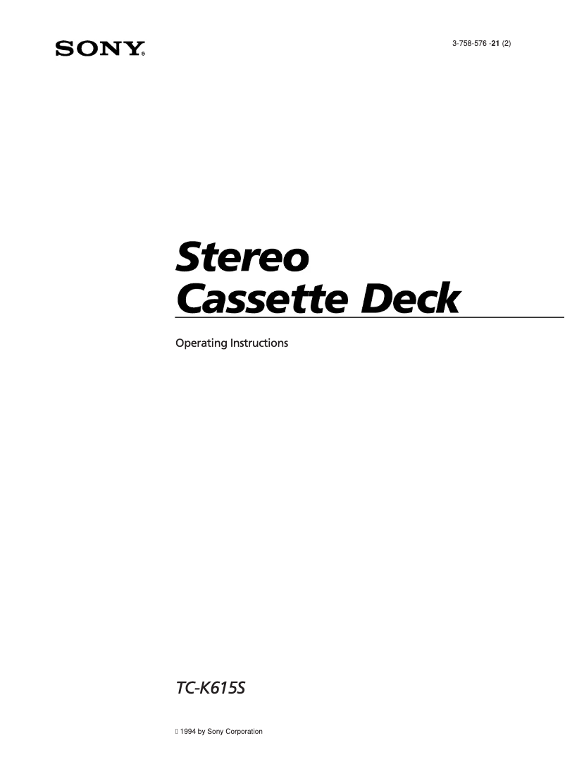 Página 1 del manual Manual de usuario Sony TC-K615S