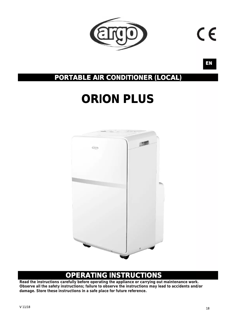 Imagen de la primera página del manual del dispositivo ORION PLUS