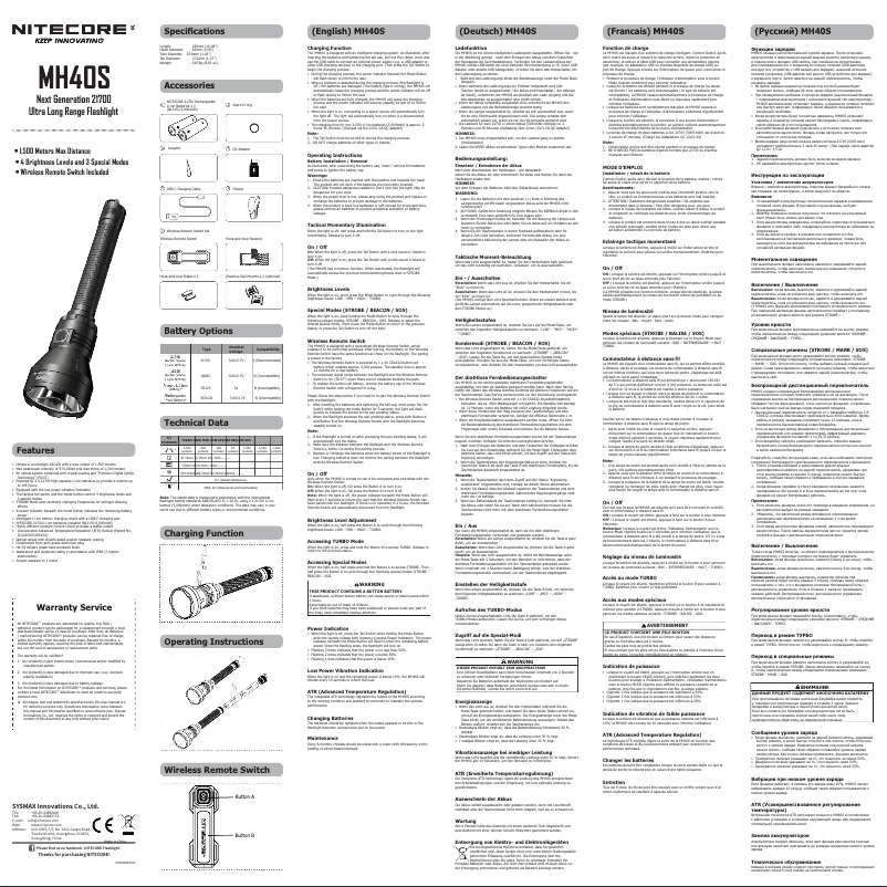Página 1 del manual Manual de usuario Nitecore MH40S