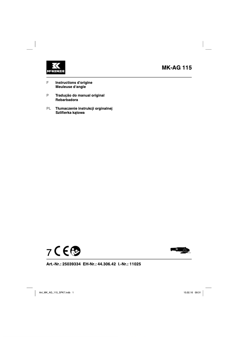 Página 1 del manual Manual de usuario McKenzie MK-AG 115/1