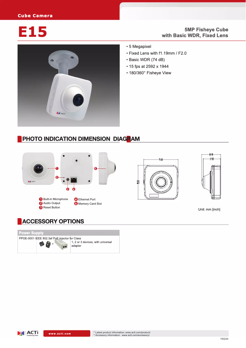 Página 1 del manual Folleto ACTi E15