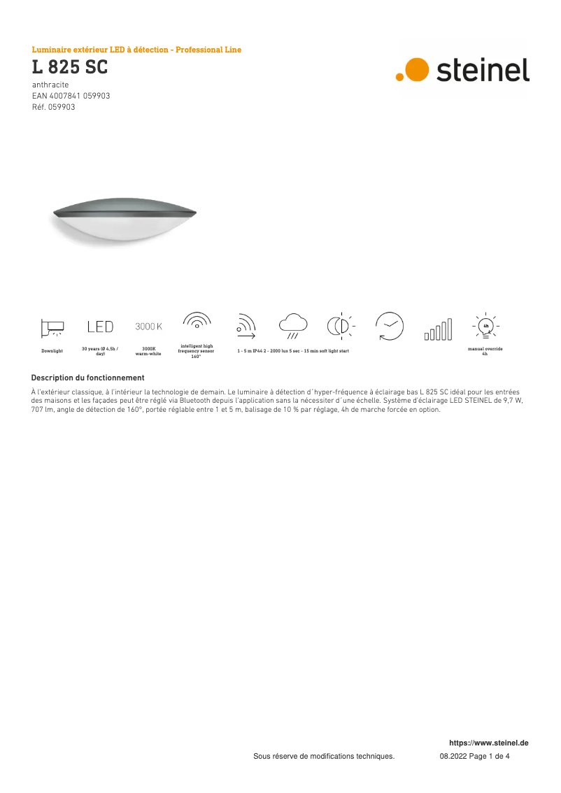 Imagen de la primera página del manual del dispositivo L 825 SC
