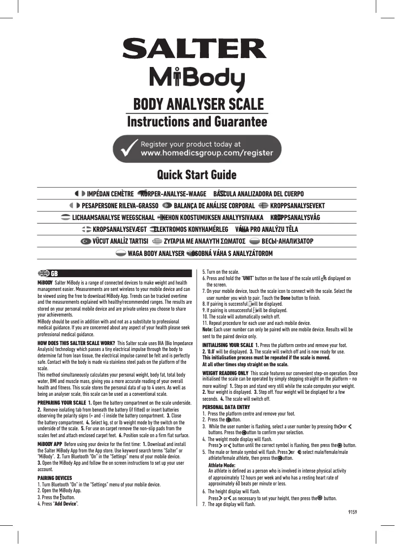 Imagen de la primera página del manual del dispositivo 9159 BK3R