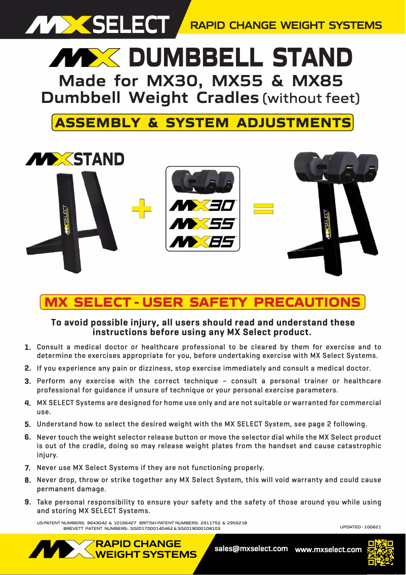Página 1 del manual Manual de usuario MX Select Dumbbell Stand