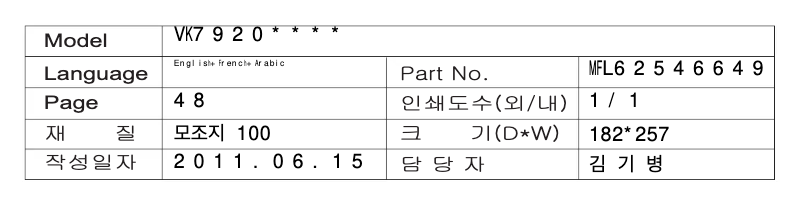 Imagen de la primera página del manual del dispositivo VK7920NHAY