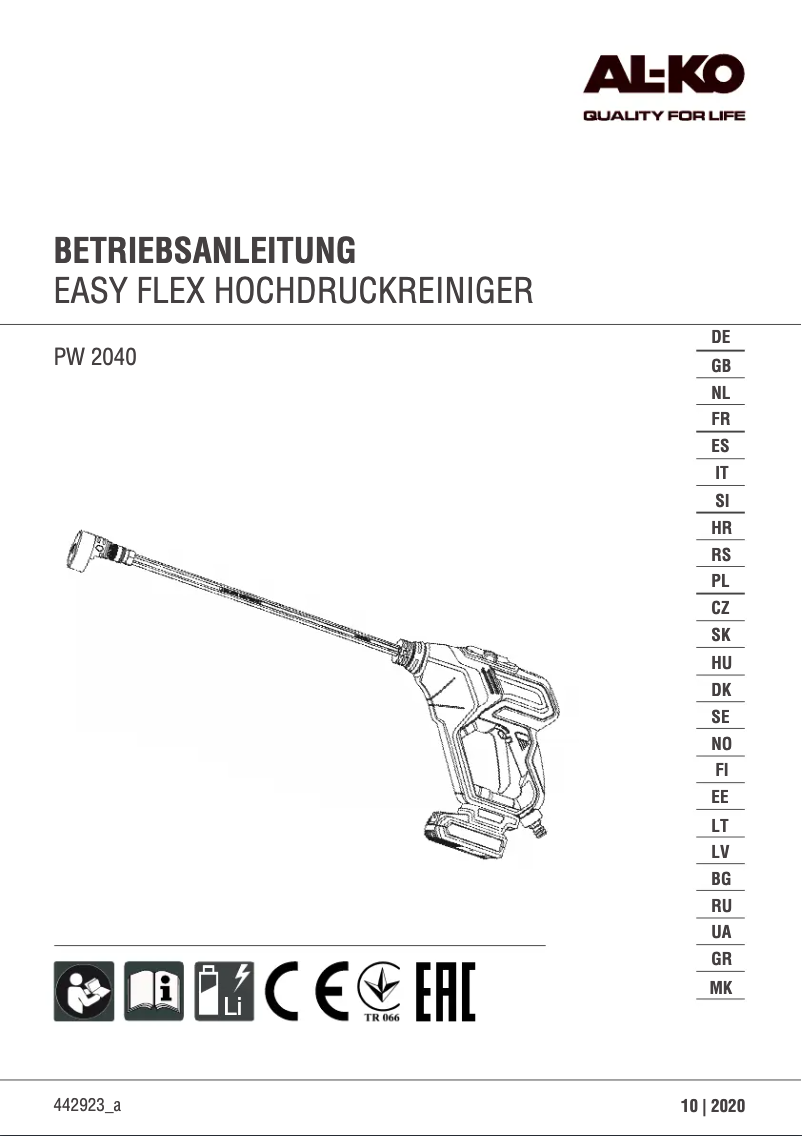 Página nº 1 - Manual de usuario AL-KO PW 2040