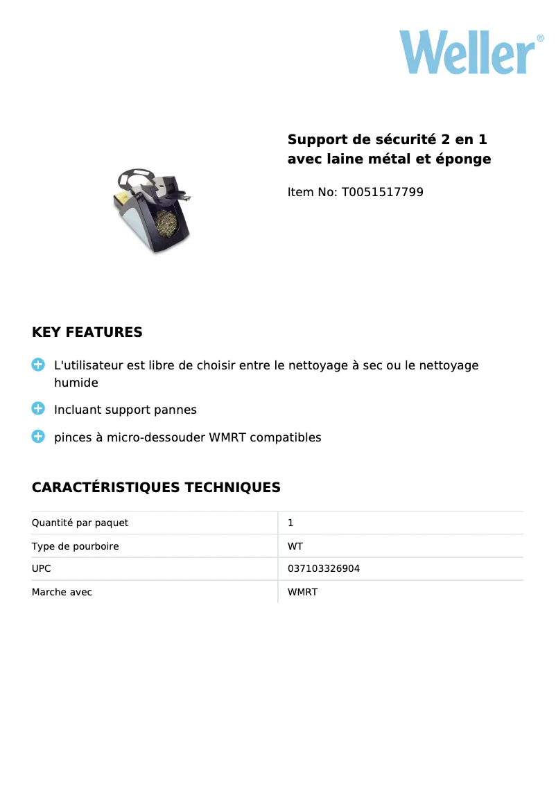 Página 1 del manual Ficha técnica Weller WSR 203
