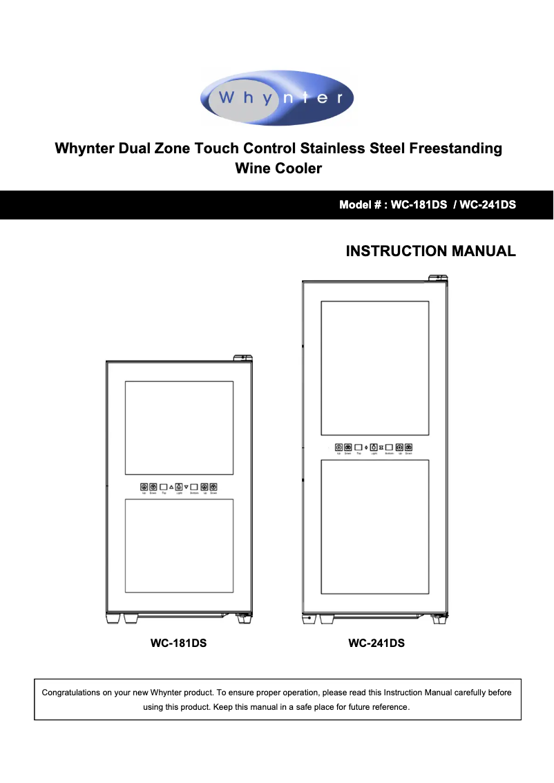 Imagen de la primera página del manual del dispositivo WC-241DS