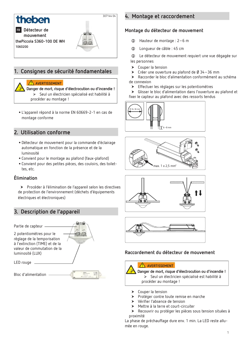 Página 1 del manual Manual de usuario Theben thePiccola S360-100 DE