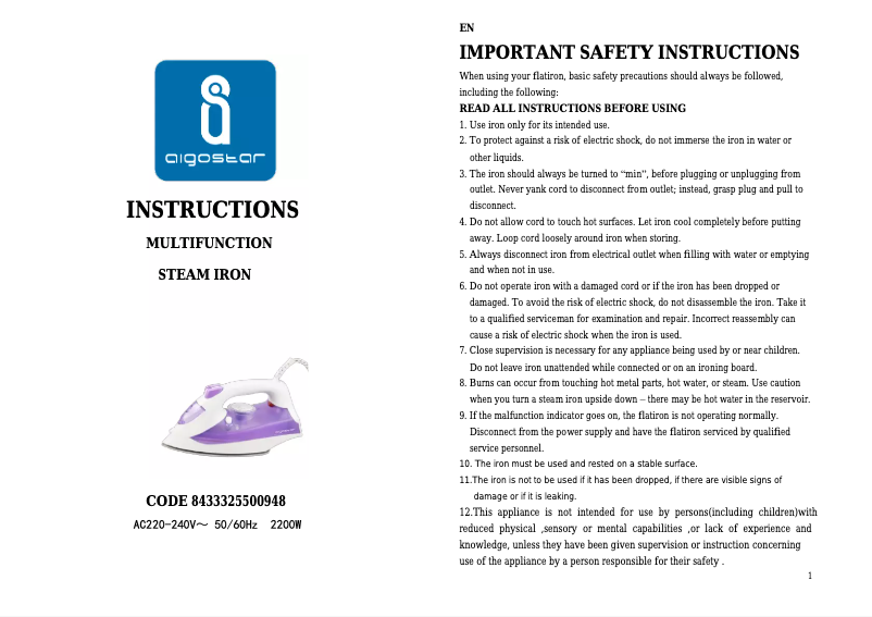 Imagen de la primera página del manual del dispositivo 31HFZ