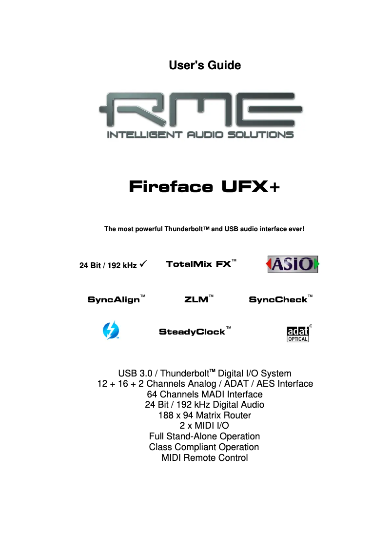 Imagen de la primera página del manual del dispositivo Fireface UFX+