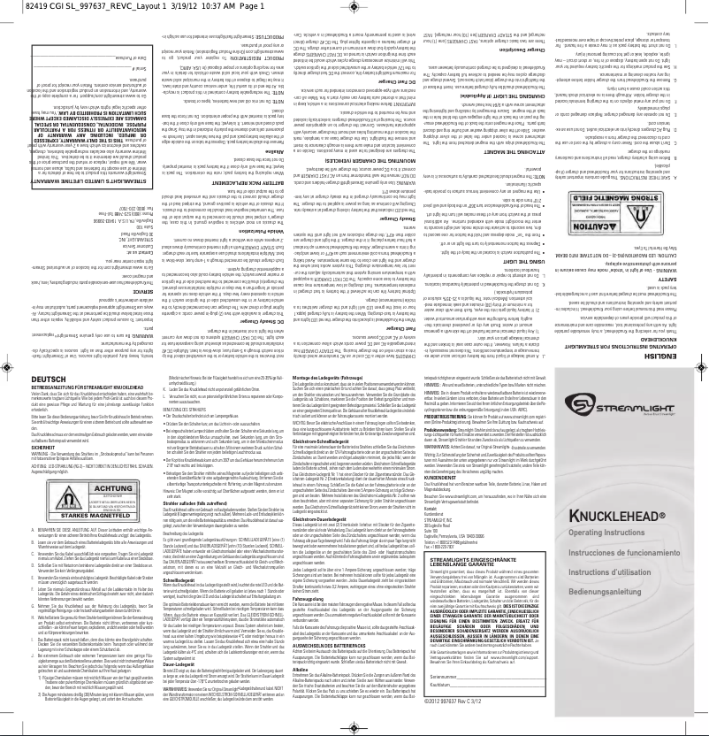 Página 1 del manual Manual de usuario Streamlight Knucklehead