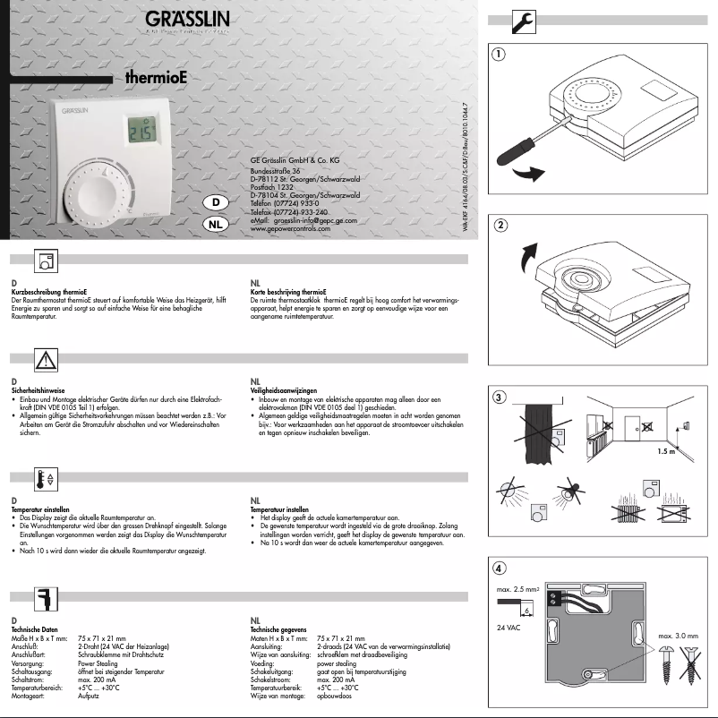 Imagen de la primera página del manual del dispositivo Thermio E