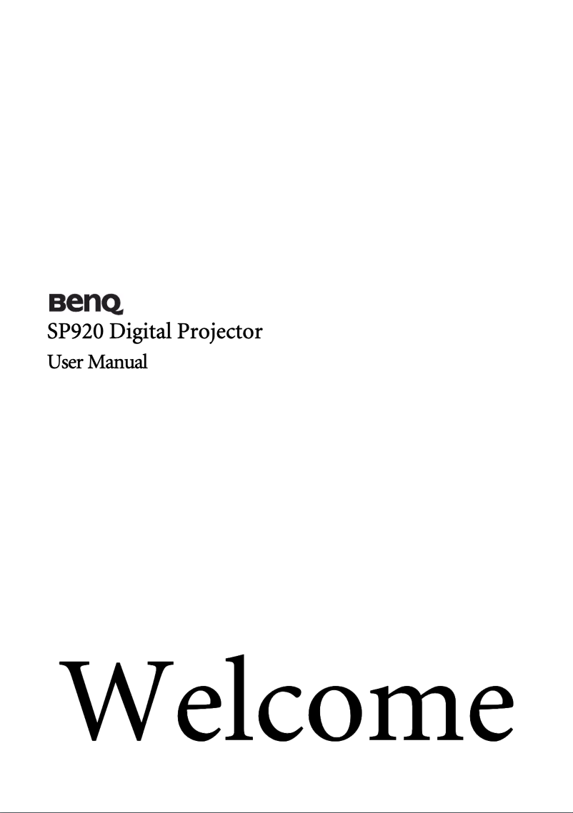 Página 1 del manual Manual de usuario BenQ SP920