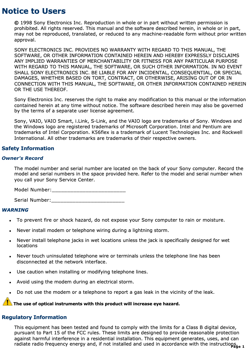 Imagen de la primera página del manual del dispositivo Vaio PCV-E308DS