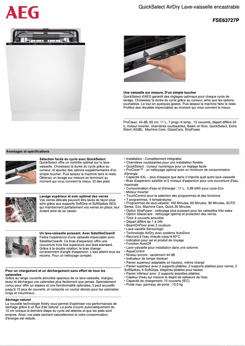 Página nº 1 - Ficha técnica AEG FSE63727P