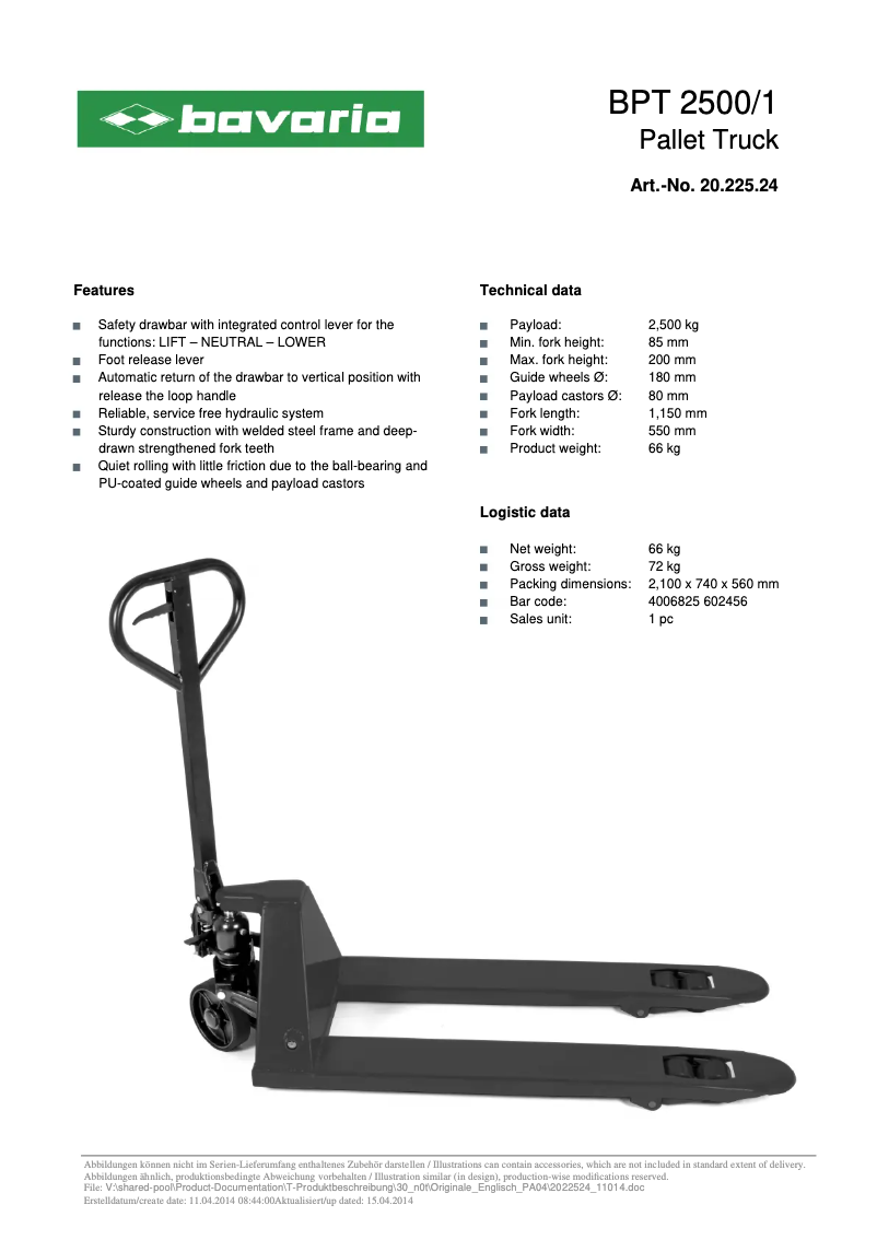 Imagen de la primera página del manual del dispositivo BPT 2500/1