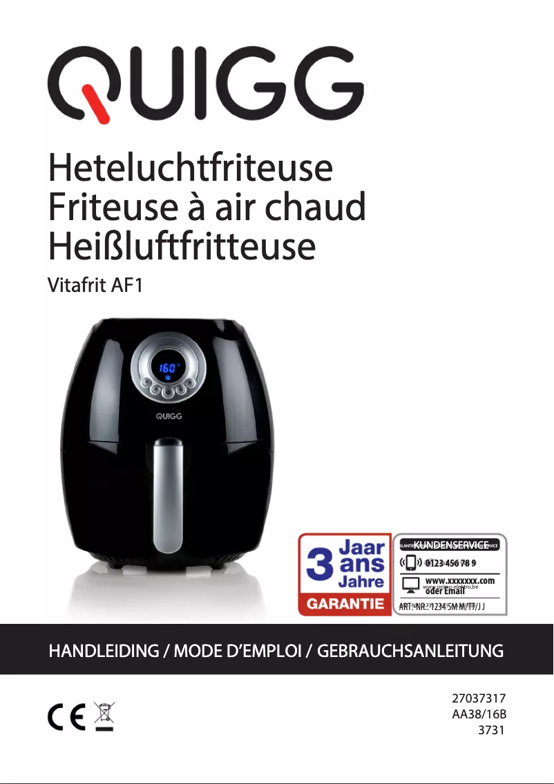 Imagen de la primera página del manual del dispositivo Vitafrit AF1