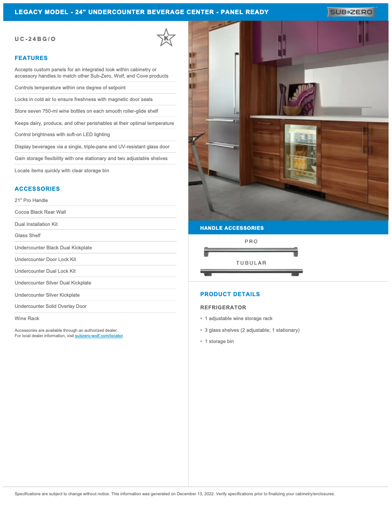 Página 1 del manual Manual de usuario Sub-Zero UC-24BO