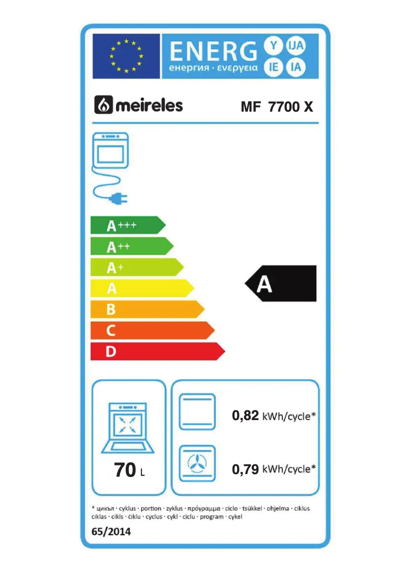 Página 1 del manual Etiqueta energética Meireles MF 7700 X