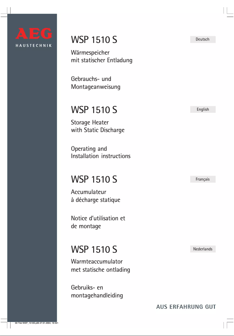 Imagen de la primera página del manual del dispositivo WSP 1510 S