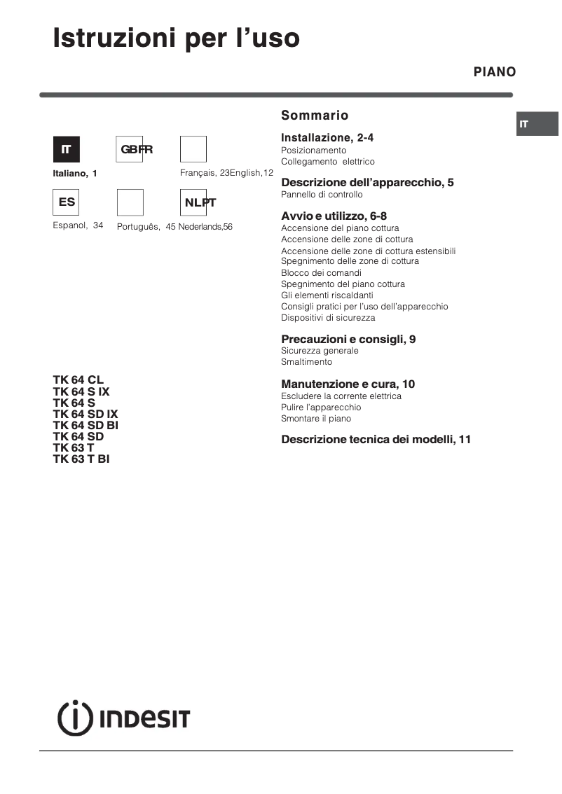 Imagen de la primera página del manual del dispositivo TK 63 TBI